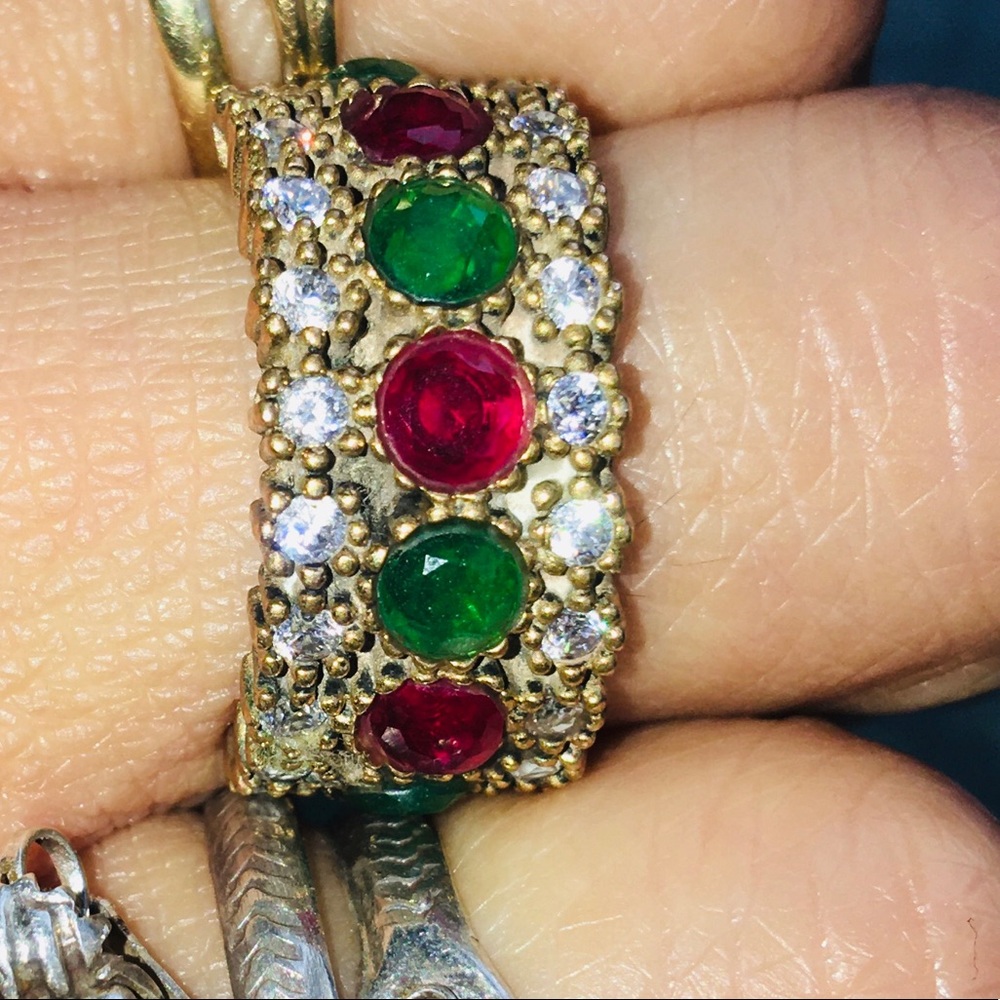 Beautiful Ruby and Emerald ring band